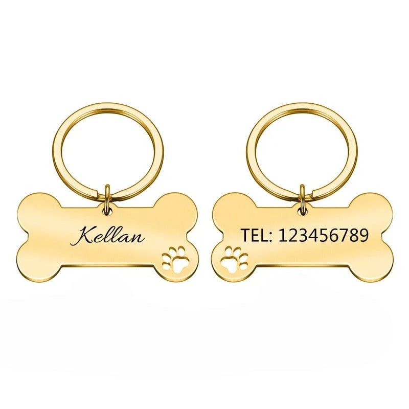 Classic Shape Custom Pet ID Tag For Dogs And Cats-Paw Print Pad