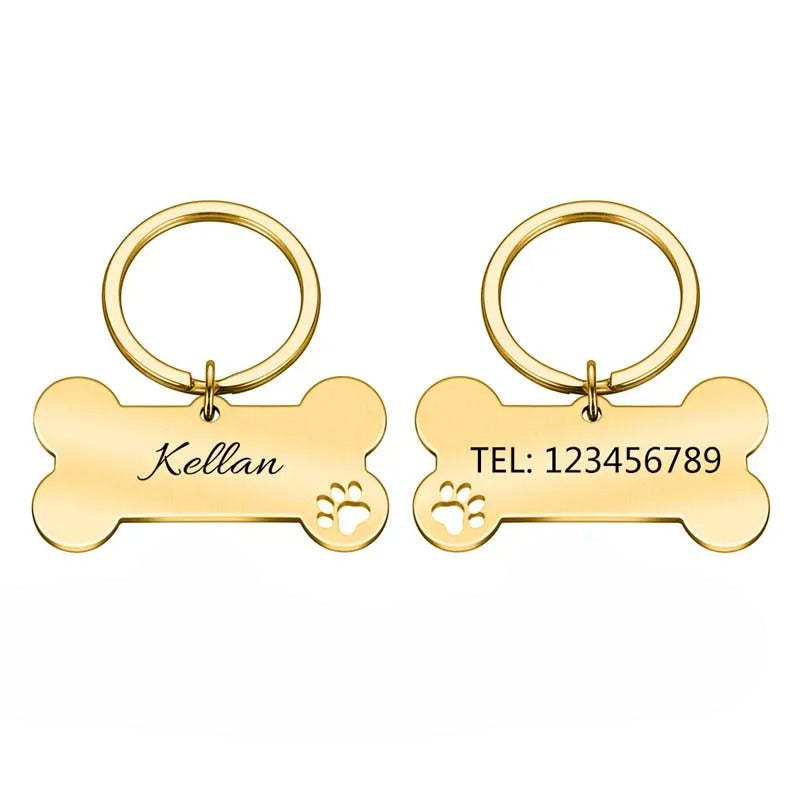 Classic Shape Custom Pet ID Tag For Dogs And Cats-Paw Print Pad