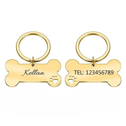 Classic Shape Custom Pet ID Tag For Dogs And Cats-Paw Print Pad
