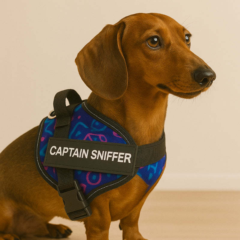 Custom No Pull Dog Harness with Personalized Name Patch-Paw Print Pad