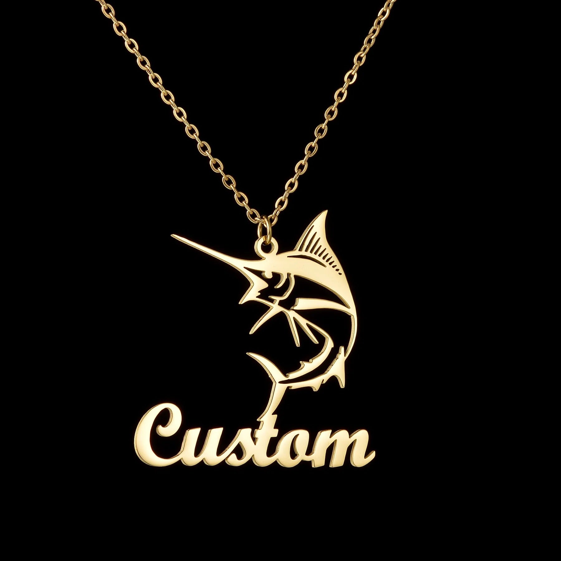 Custom Animal Outline Pendant Necklace With Name Design-Paw Print Pad