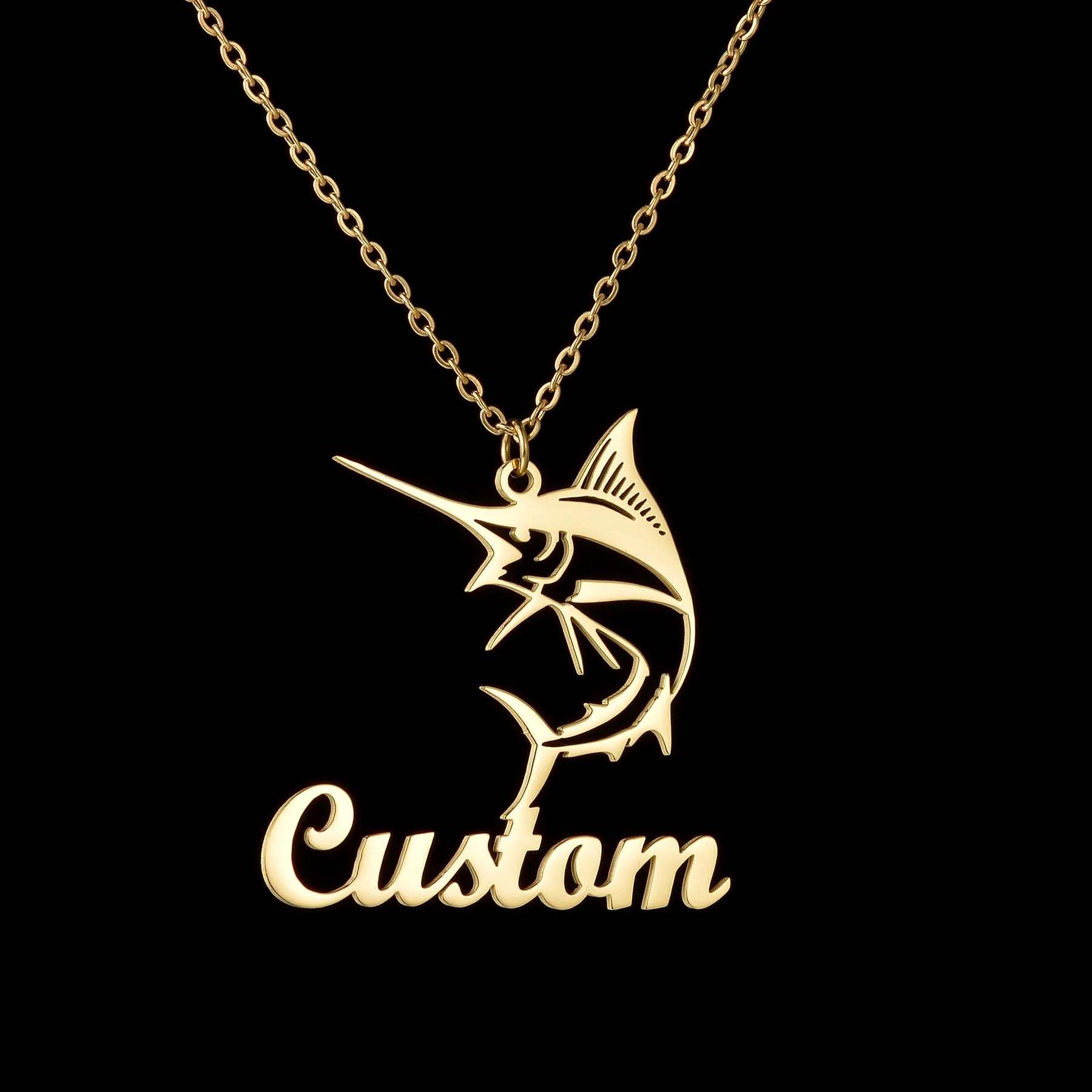 Custom Animal Outline Pendant Necklace With Name Design-Paw Print Pad