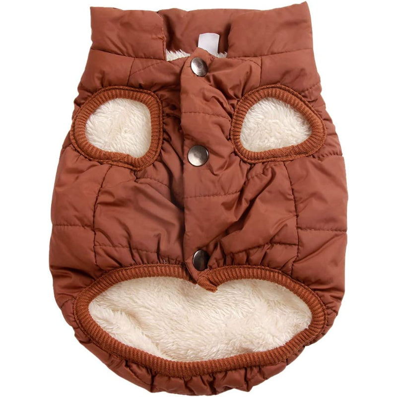 2 Layers Fleece Lined Warm Dog Jacket For Puppy Winter Cold Weather,Soft Windproof Small Dog Coat-Paw Print Pad