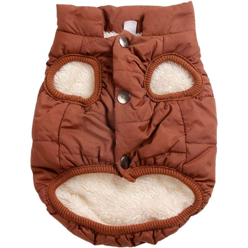 2 Layers Fleece Lined Warm Dog Jacket For Puppy Winter Cold Weather,Soft Windproof Small Dog Coat-Paw Print Pad