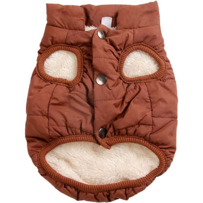 2 Layers Fleece Lined Warm Dog Jacket For Puppy Winter Cold Weather,Soft Windproof Small Dog Coat-Paw Print Pad