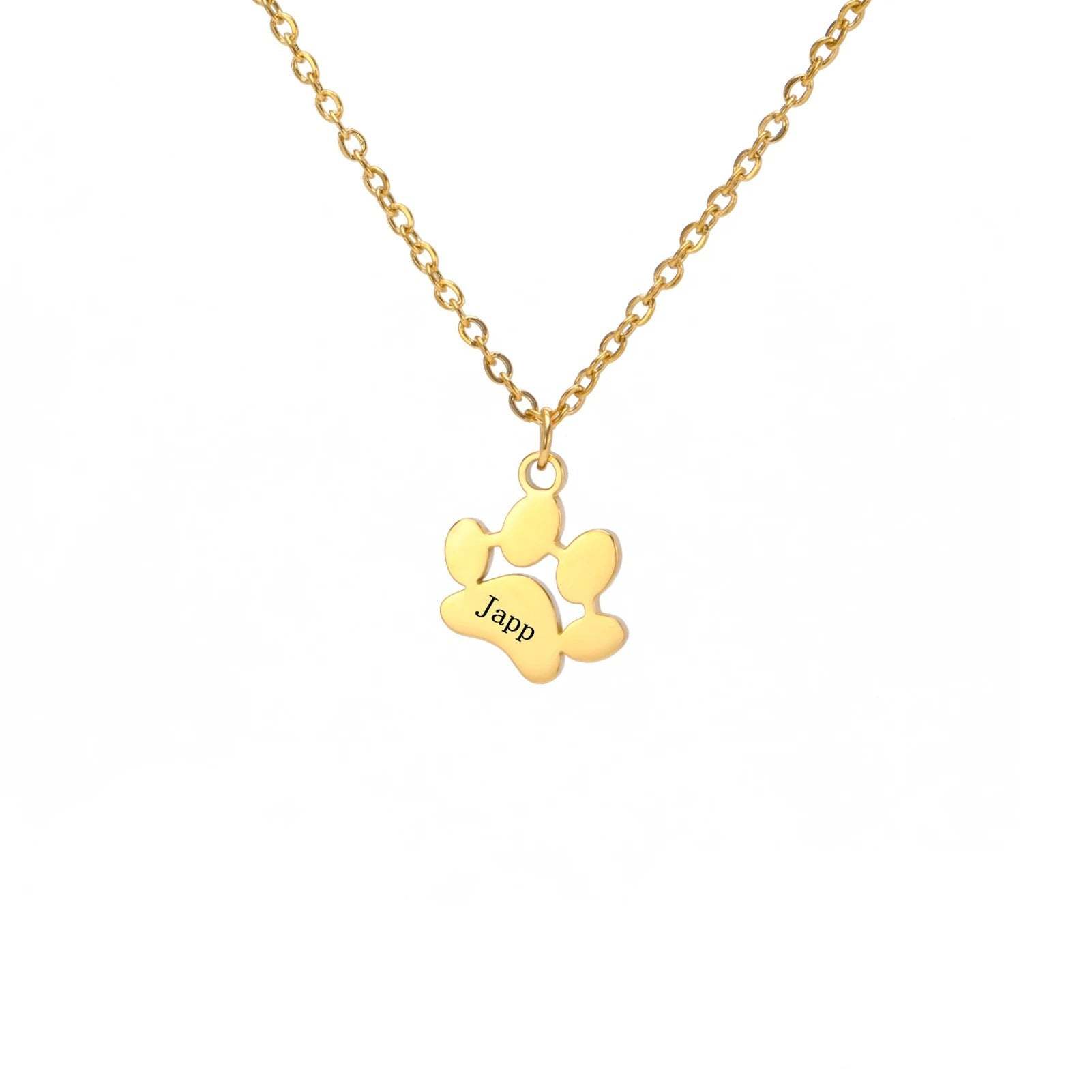 Custom Pet Name Paw Pendant Necklace-Paw Print Pad