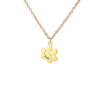Custom Pet Name Paw Pendant Necklace-Paw Print Pad