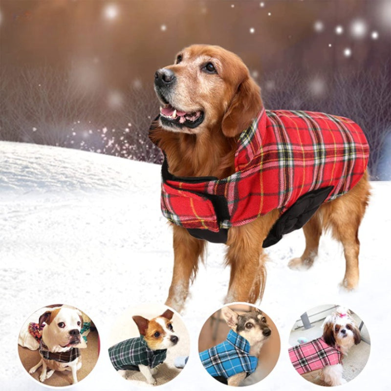 Warm Dog Coat, Reversible Dog Jacket Waterproof Dog Winter-Paw Print Pad