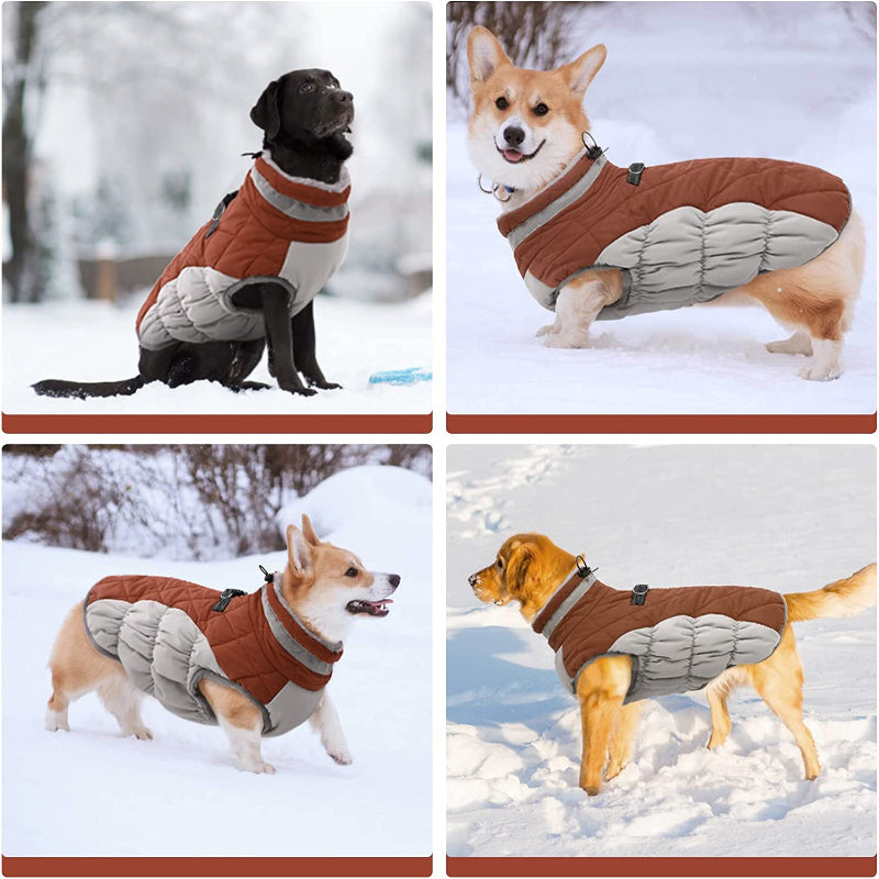 Padded Vest Jacket Dog Winter Coat Windproof Warm Winter Dog Jacket-Paw Print Pad