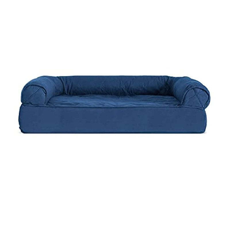 L Shaped Chaise Solid Slab Supportive Dog Bed-Paw Print Pad