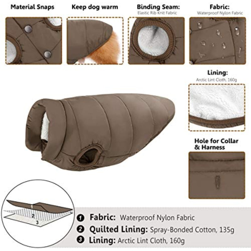 Windproof Dog Winter Coat Waterproof Dog Jacket Warm Dog-Paw Print Pad