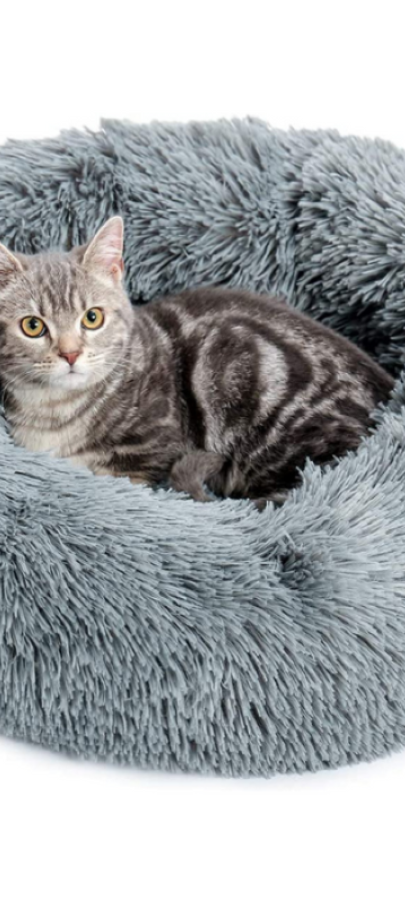 Cozy Faux Fur Dog and Cat Bed with High-Stretch Fabric-Paw Print Pad