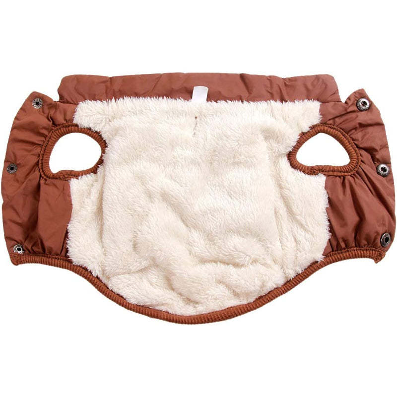 2 Layers Fleece Lined Warm Dog Jacket For Puppy Winter Cold Weather,Soft Windproof Small Dog Coat-Paw Print Pad