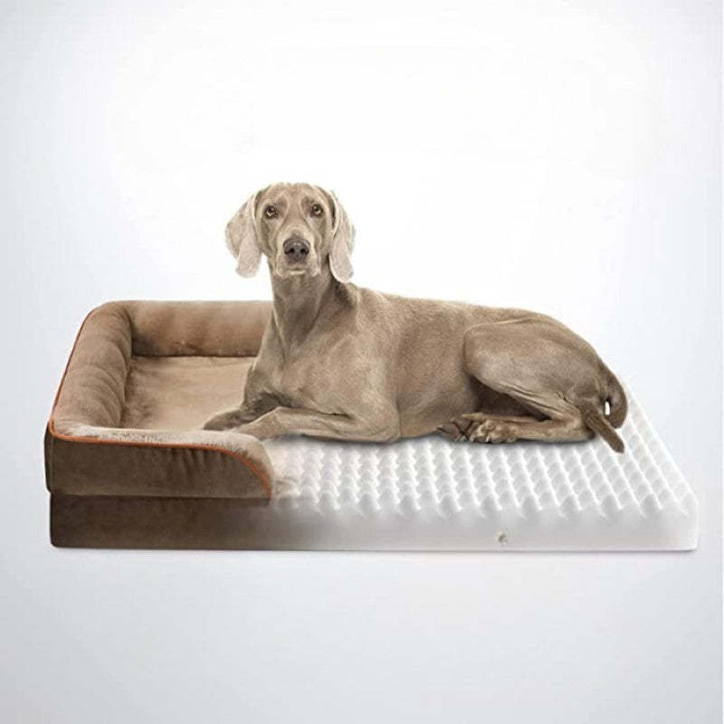 Plush Orthopedic Dog Bed With Bolstered Sides-Paw Print Pad