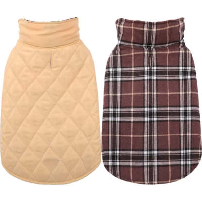 Warm Dog Coat, Reversible Dog Jacket Waterproof Dog Winter-Paw Print Pad