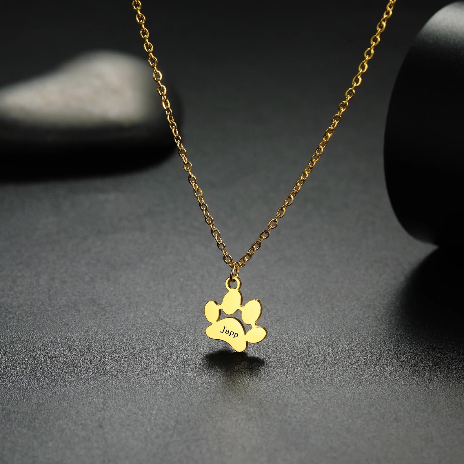 Custom Pet Name Paw Pendant Necklace-Paw Print Pad