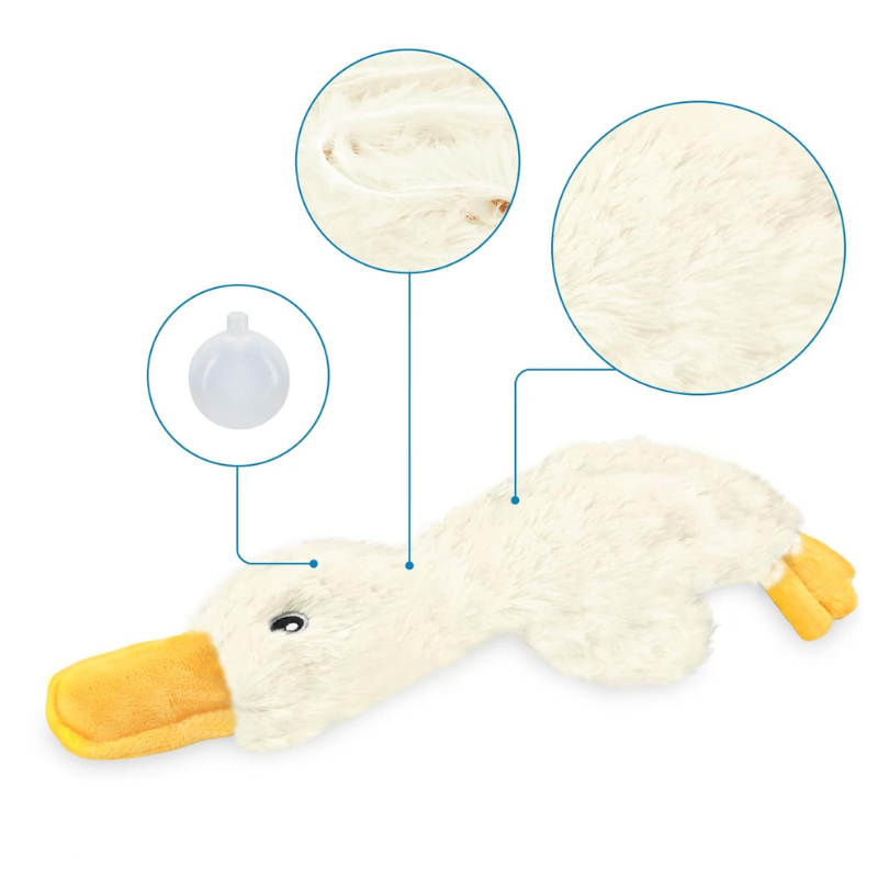 Crinkle Duck Shaped Dog Toy With Squeaker-Paw Print Pad