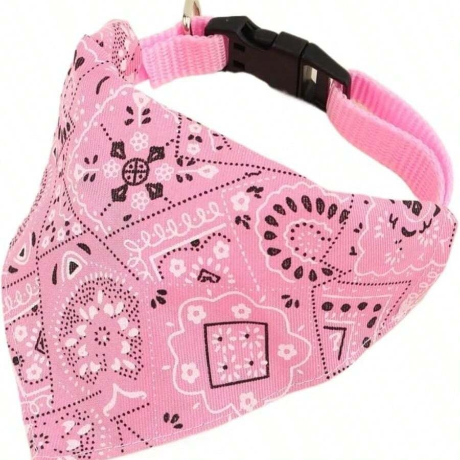 Adjustable Printed Triangle Pet Bandana Bib With Leash Hook For Dogs And Cats