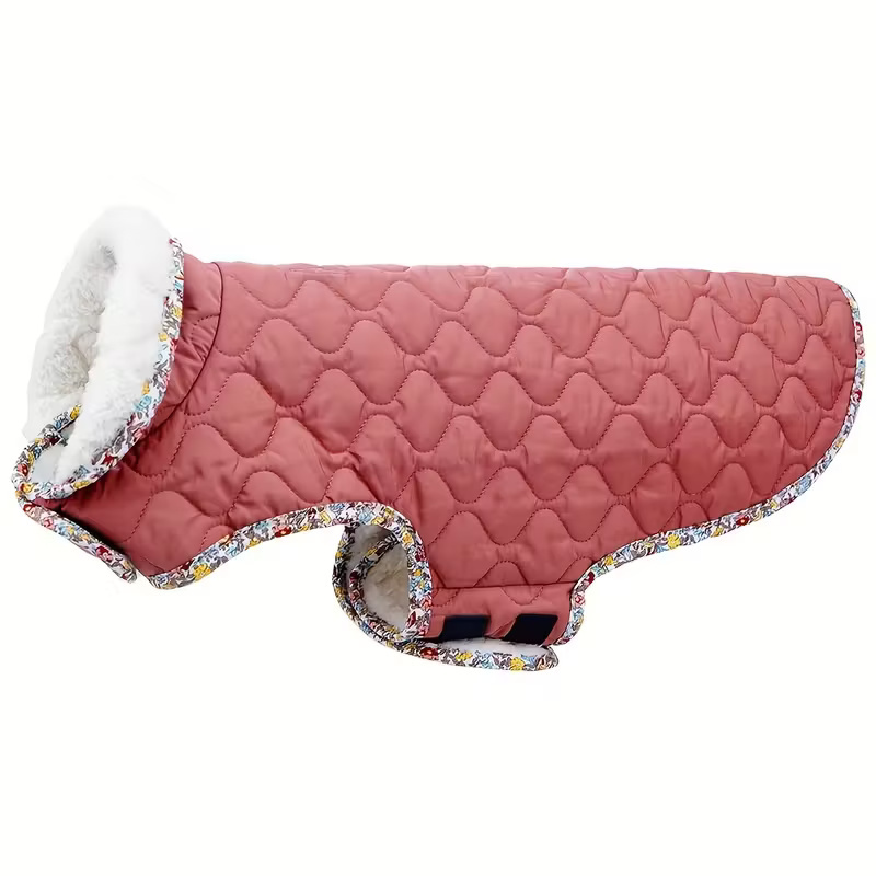 Winter Dog Coat With Plush Lining And Adjustable Straps