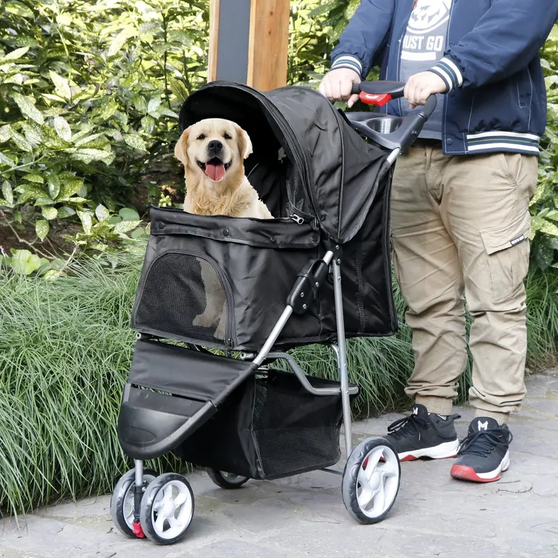 Foldable 3 Wheel Outdoor Travel Pet Stroller Carrier For Dogs And Cats