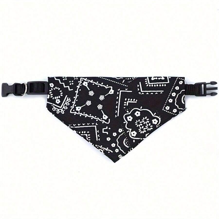 Adjustable Printed Triangle Pet Bandana Bib With Leash Hook For Dogs And Cats