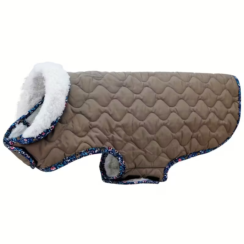 Winter Dog Coat With Plush Lining And Adjustable Straps
