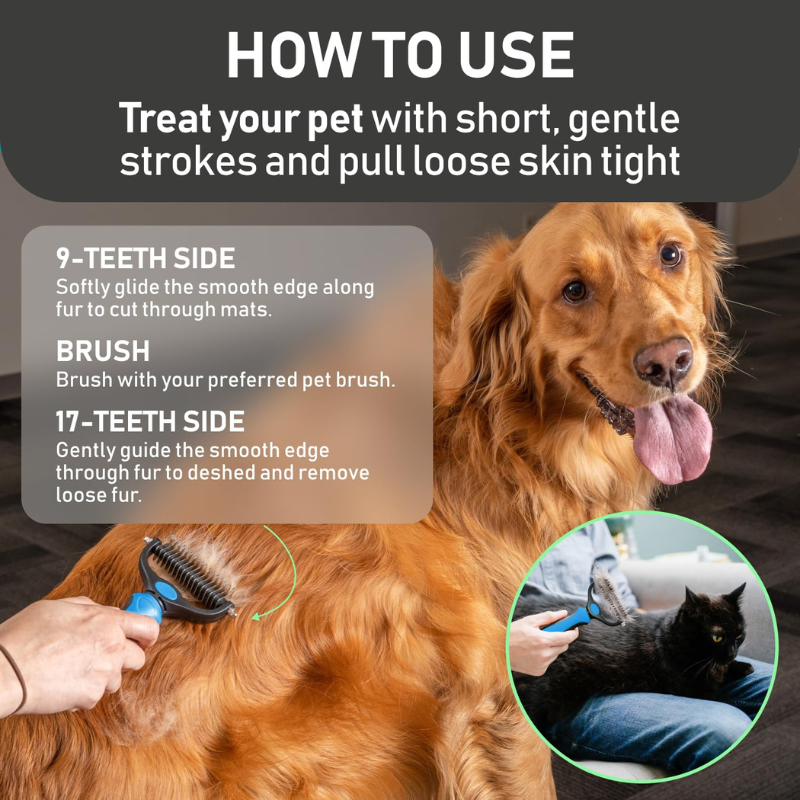 Dual Sided Pet Grooming Brush-Paw Print Pad