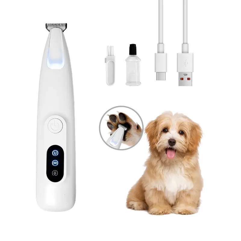 Rechargeable Low Noise Pet Grooming Trimmer with LED Light for Precision Grooming