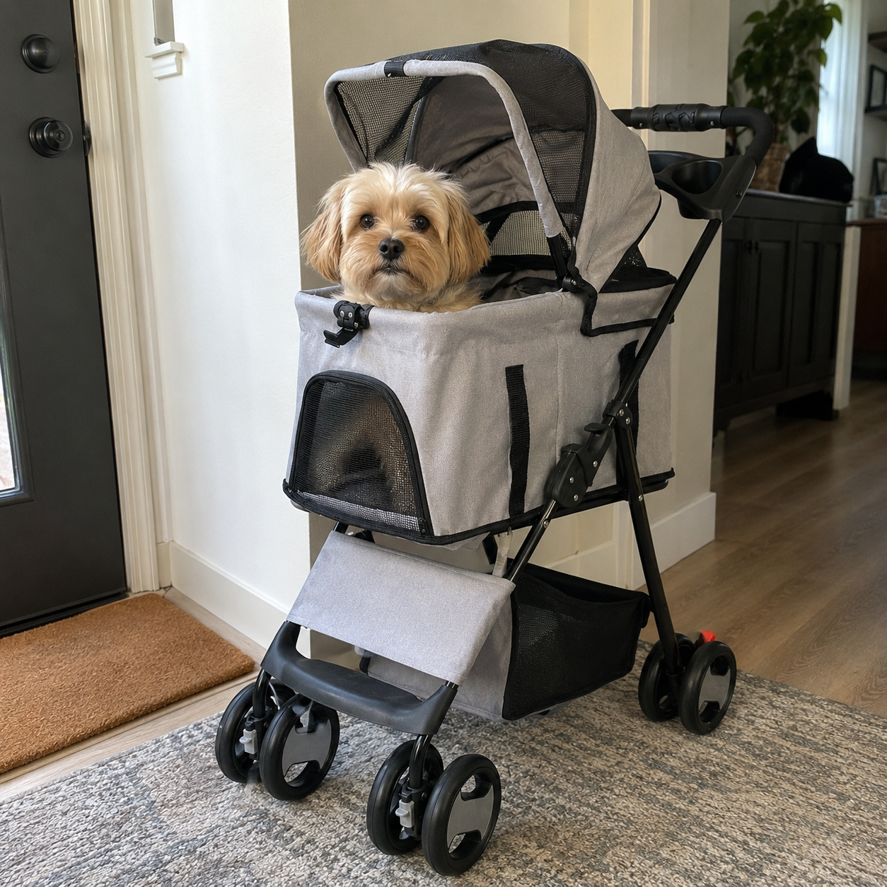 3 in 1 Foldable Fabric Stroller With Detachable Carrier For Pets