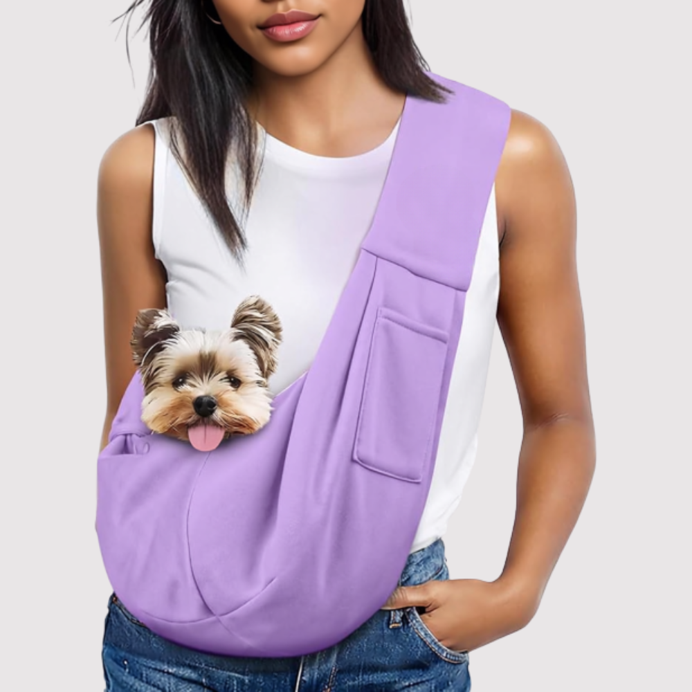 Small Dog Sling Carrier Zipper Pocket & Adjustable Strap