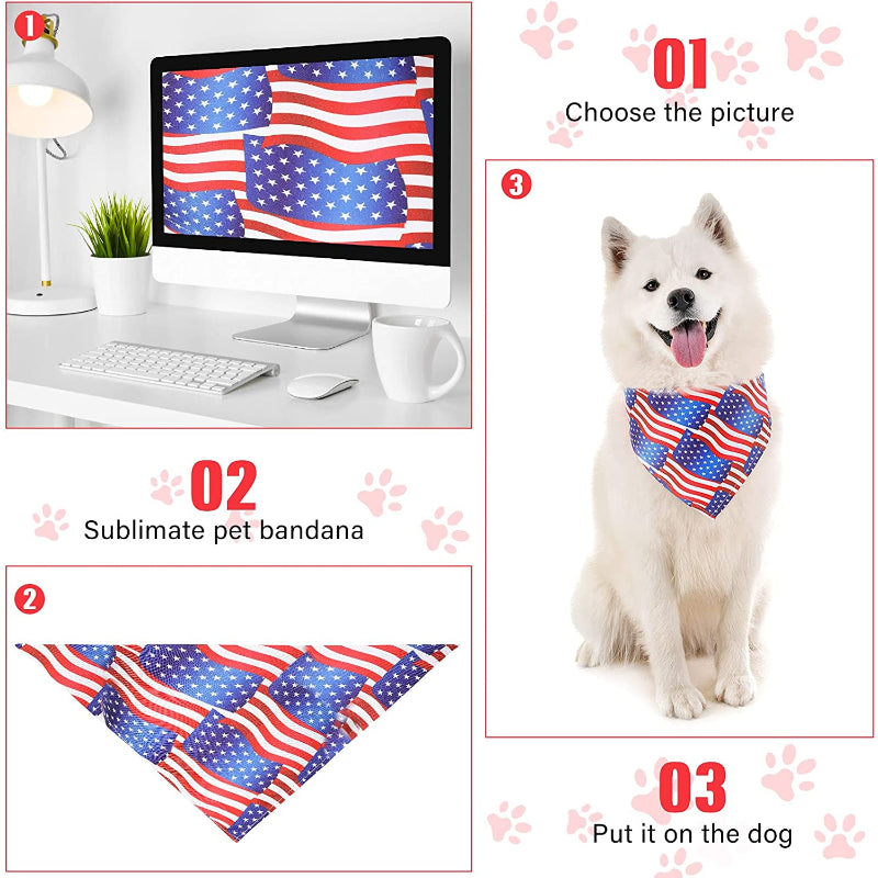 Sublimation Pet Bandana Heat Transfer Washable Triangle Dog Scarf-Paw Print Pad
