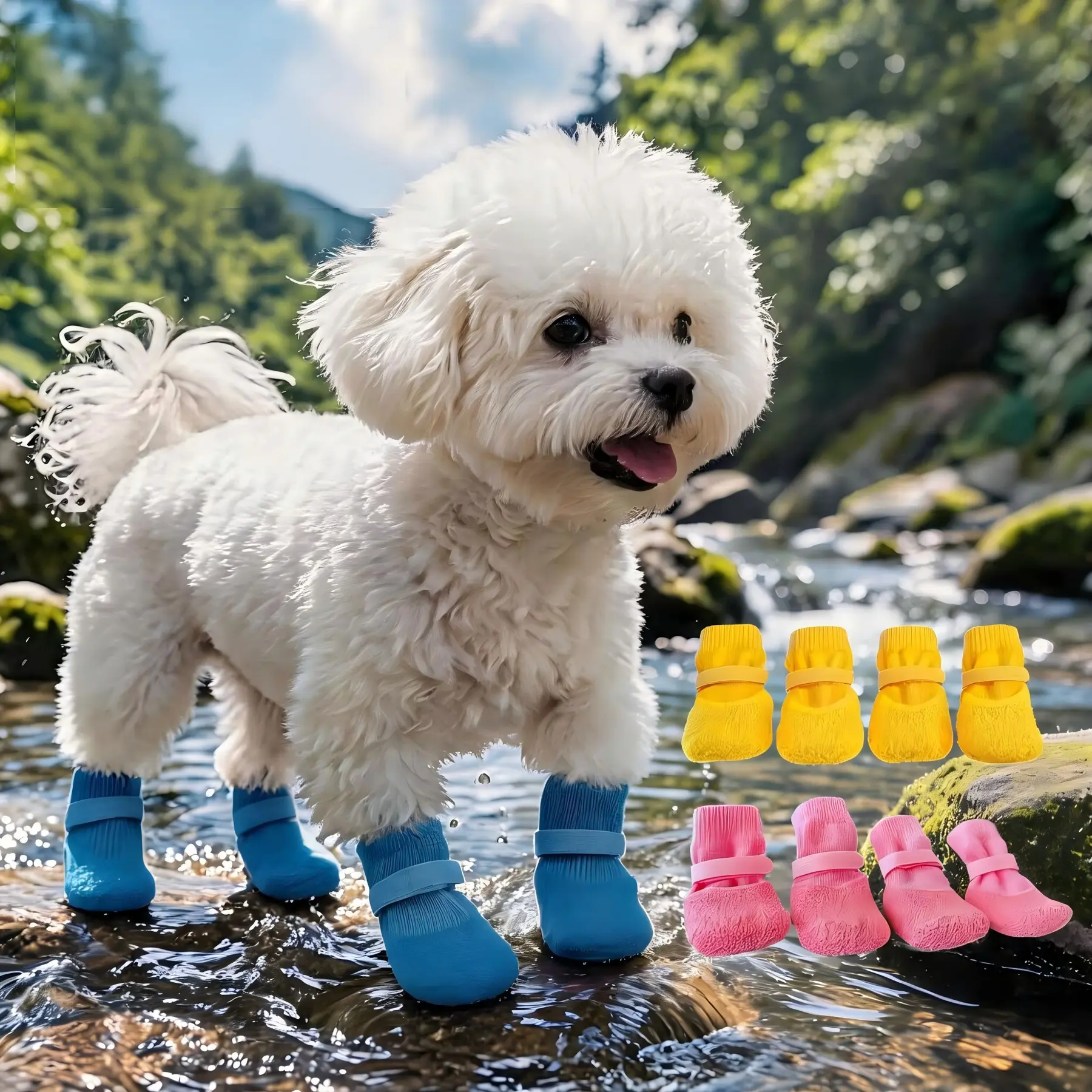 Pack Of 4 Waterproof Dog Rain Boots With Non Slip Sole For Pets