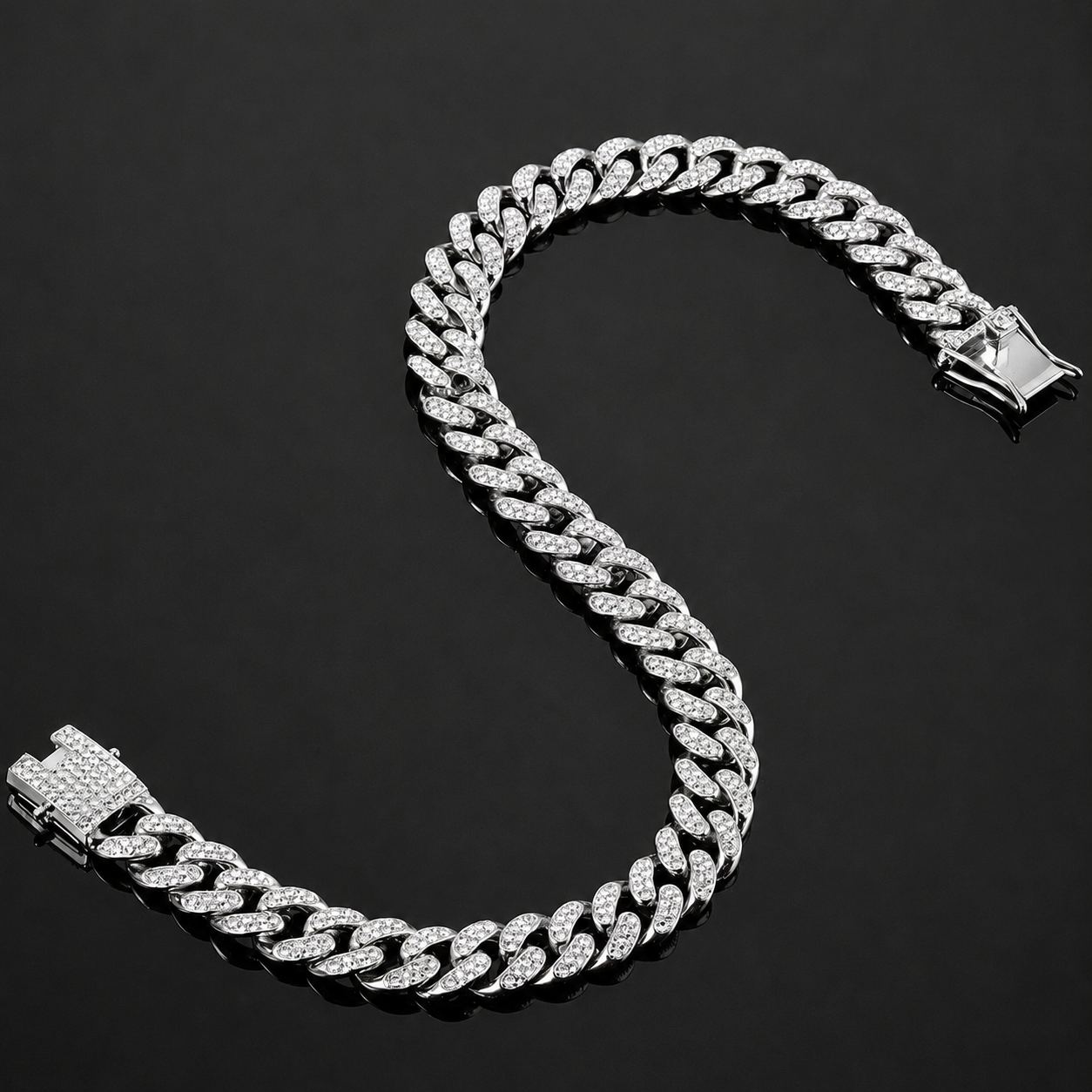 Rhinestone Cuban Chain Dog Collar With Full Buckle Design For Pets