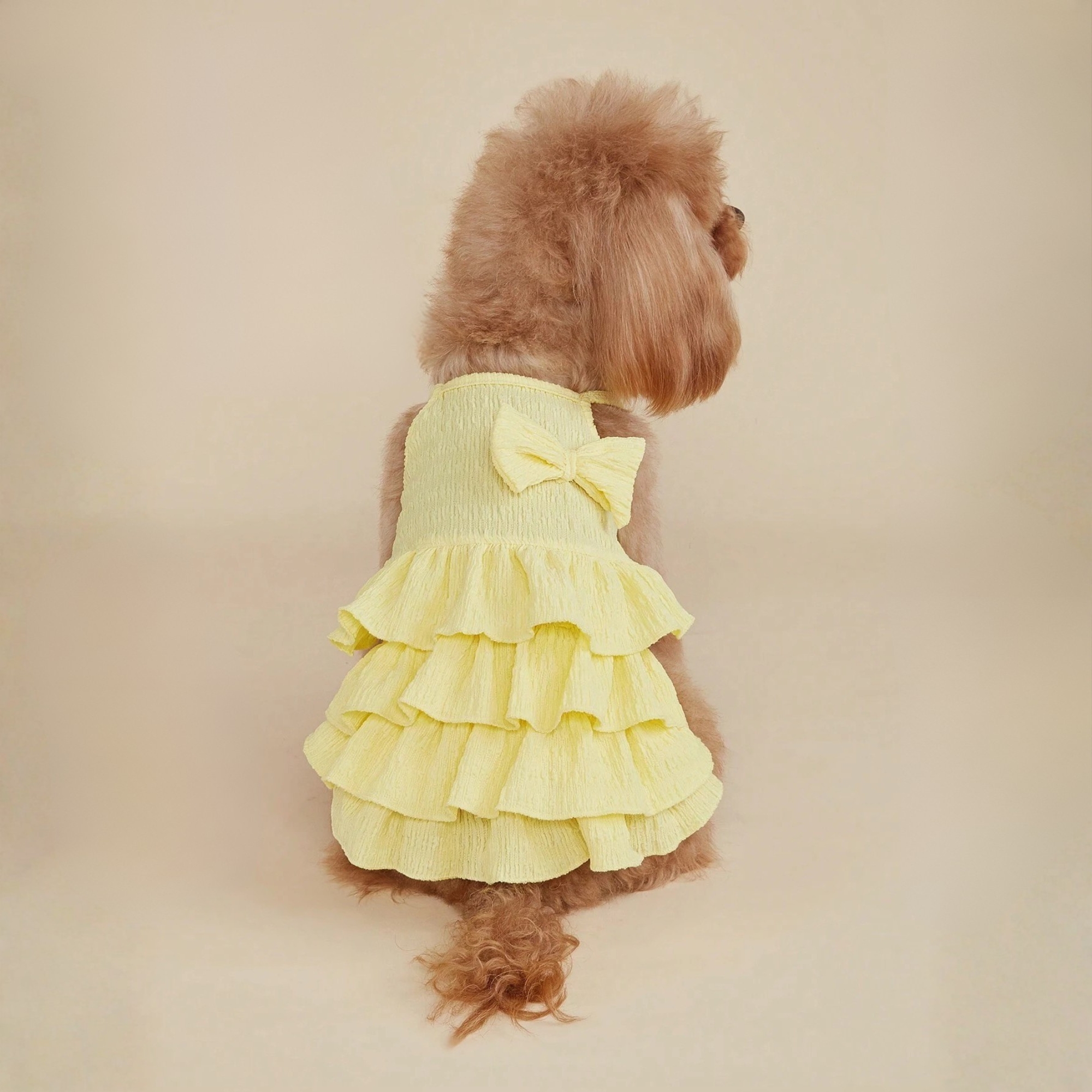 Candy Layered Pet Dress With Bow And Ruffle Soft Outfit