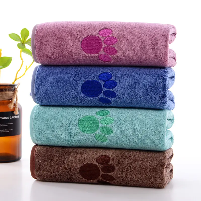 Embroidered Quick Dry Paw Design Pet Cloth Towel 
