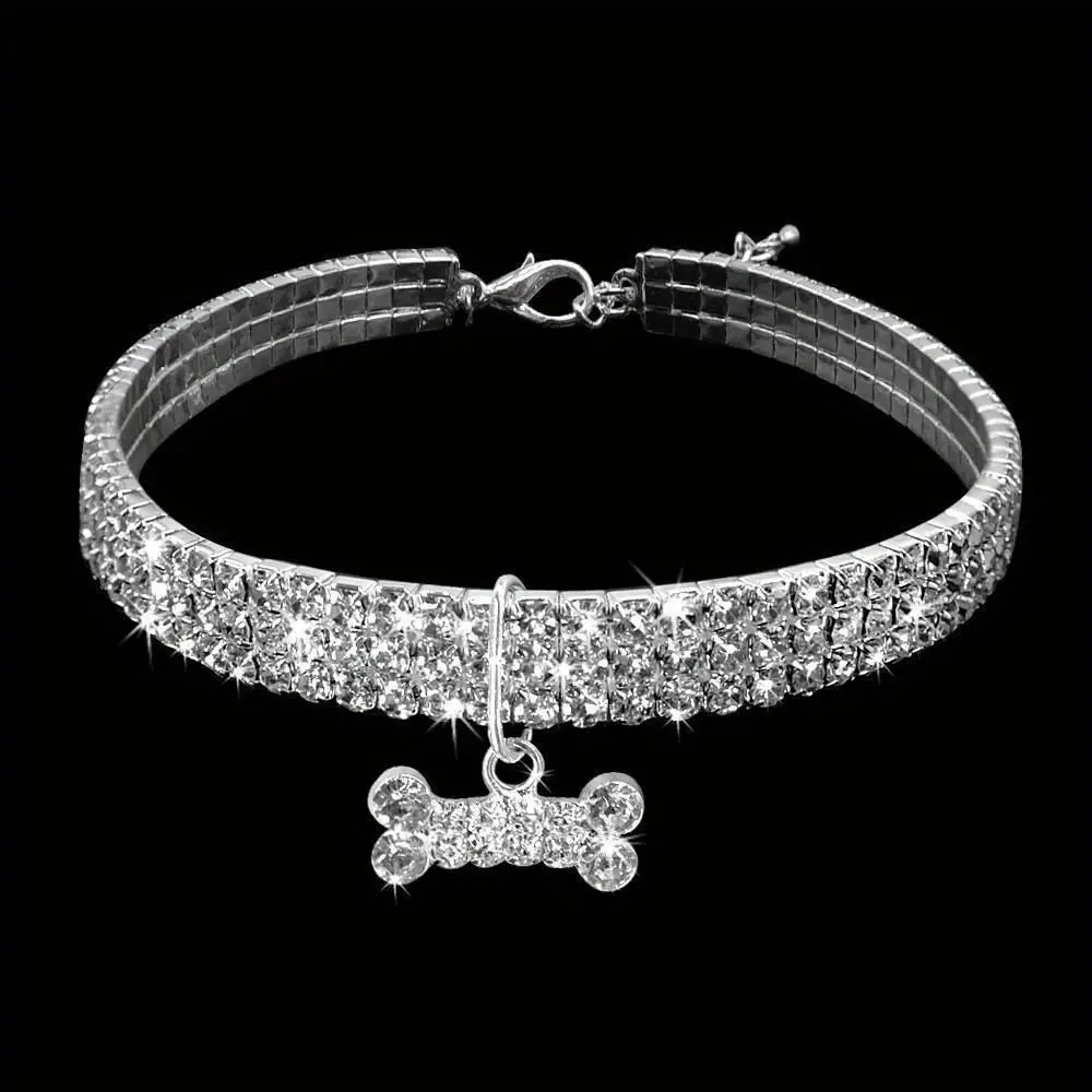 Adjustable Rhinestone Crystal Collar Chain For Dogs And Cats