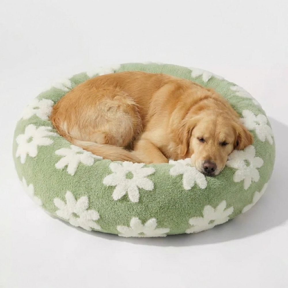 Round Pet Bed With Non Slip Bottom And Washable Cover