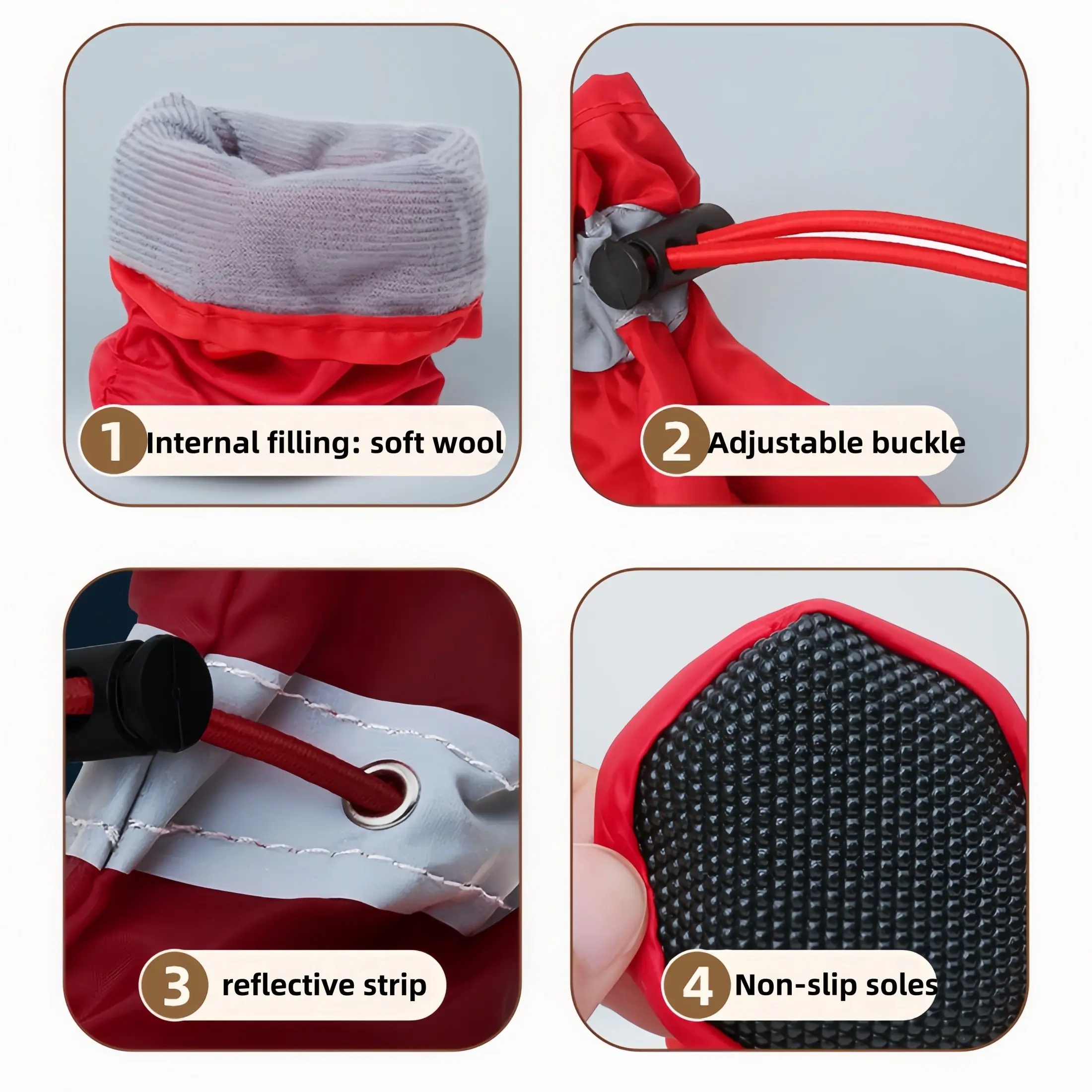 4 Pairs Dog Puppy Waterproof Paws Shoe Covers, Adjustable Straps, Durable Soft Sole, Outdoor Dirt Protection, Comfortable, Multiple Colors Available, Outside, Paw Protectors, Supplies