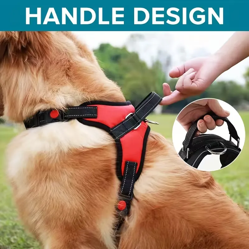 Adjustable Dog Harness With Handle And Reflective Design