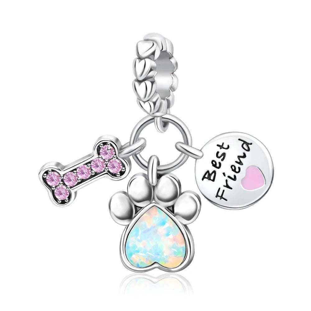 Paw and Animal Shape Charm Beads-Paw Print Pad