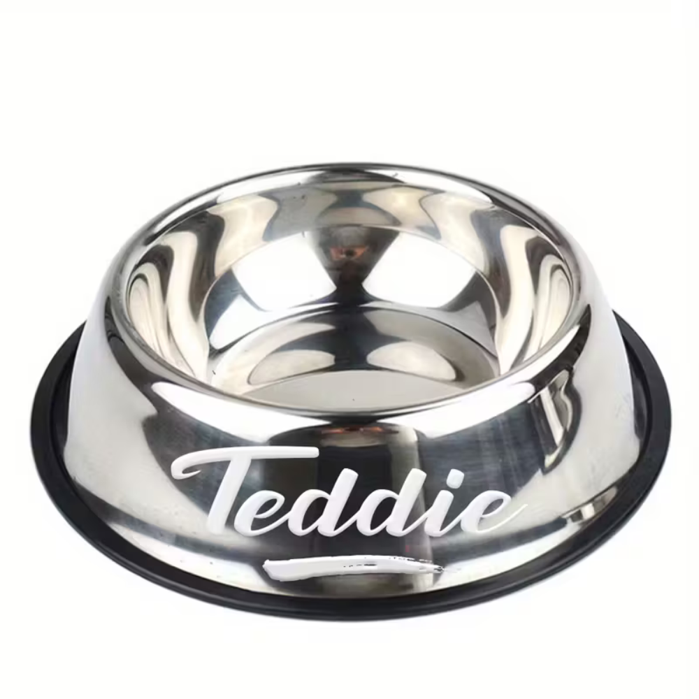 Personalized Stainless Steel Pet Bowl With Custom Name For Cats And Dogs