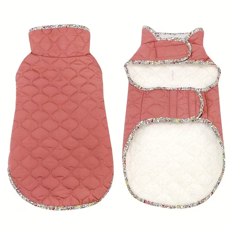 Winter Dog Coat With Plush Lining And Adjustable Straps