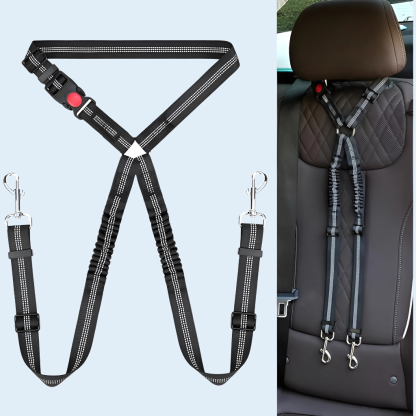 Elastic Double Leash Dog Cat Seat Belts