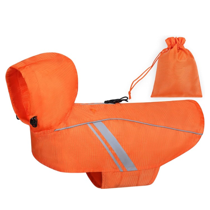 Raincoat For Dogs, Easy On & Off Pet Rain Clothes With Storage Bag-Paw Print Pad