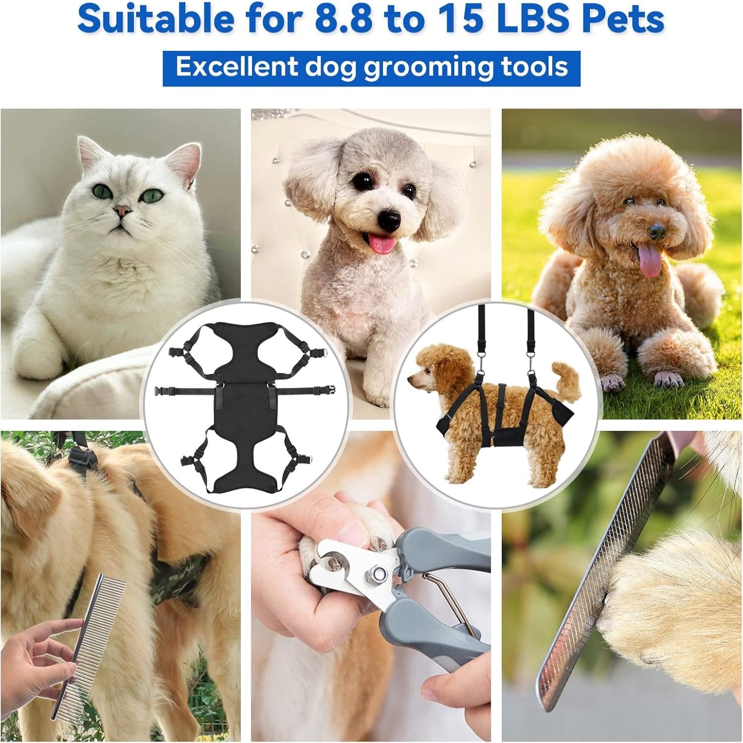 2 In 1 Multifunctional Pet Grooming Hammock And Harness Set-Paw Print Pad