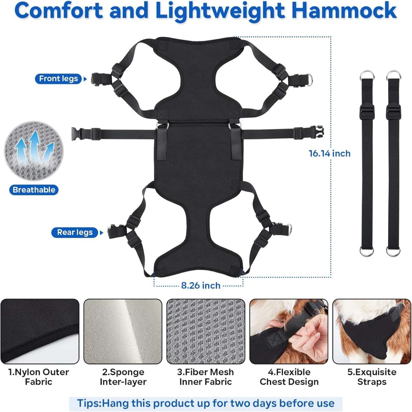 2 In 1 Multifunctional Pet Grooming Hammock And Harness Set-Paw Print Pad