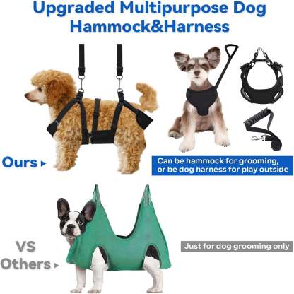 2 In 1 Multifunctional Pet Grooming Hammock And Harness Set-Paw Print Pad