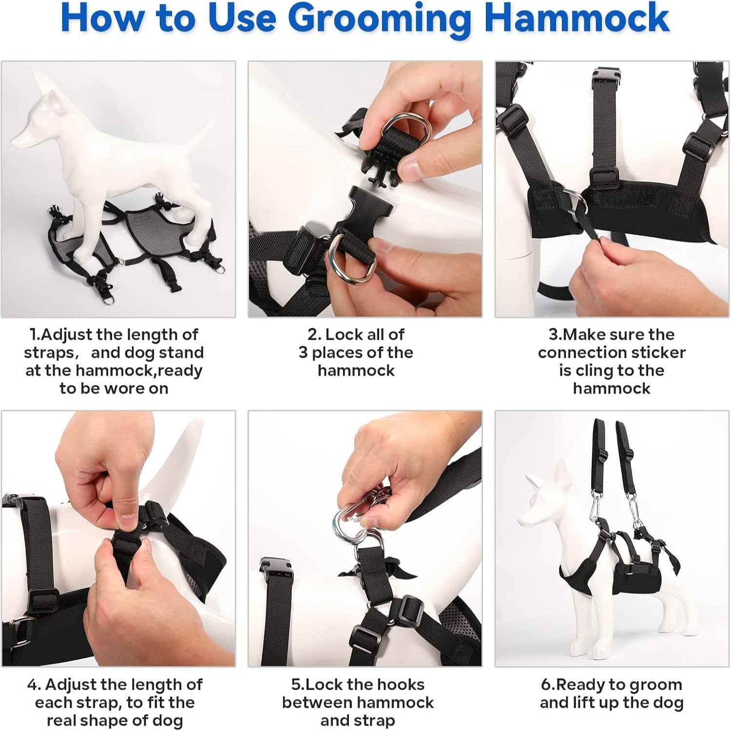 2 In 1 Multifunctional Pet Grooming Hammock And Harness Set-Paw Print Pad