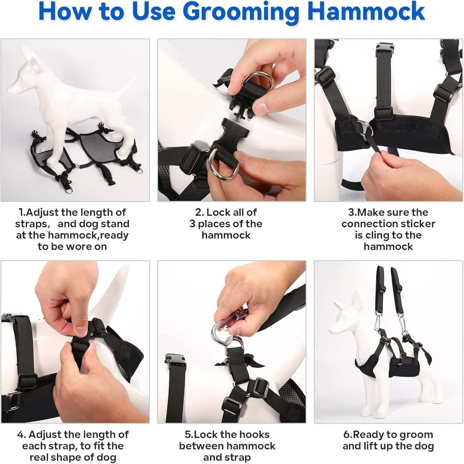 2 In 1 Multifunctional Pet Grooming Hammock And Harness Set-Paw Print Pad