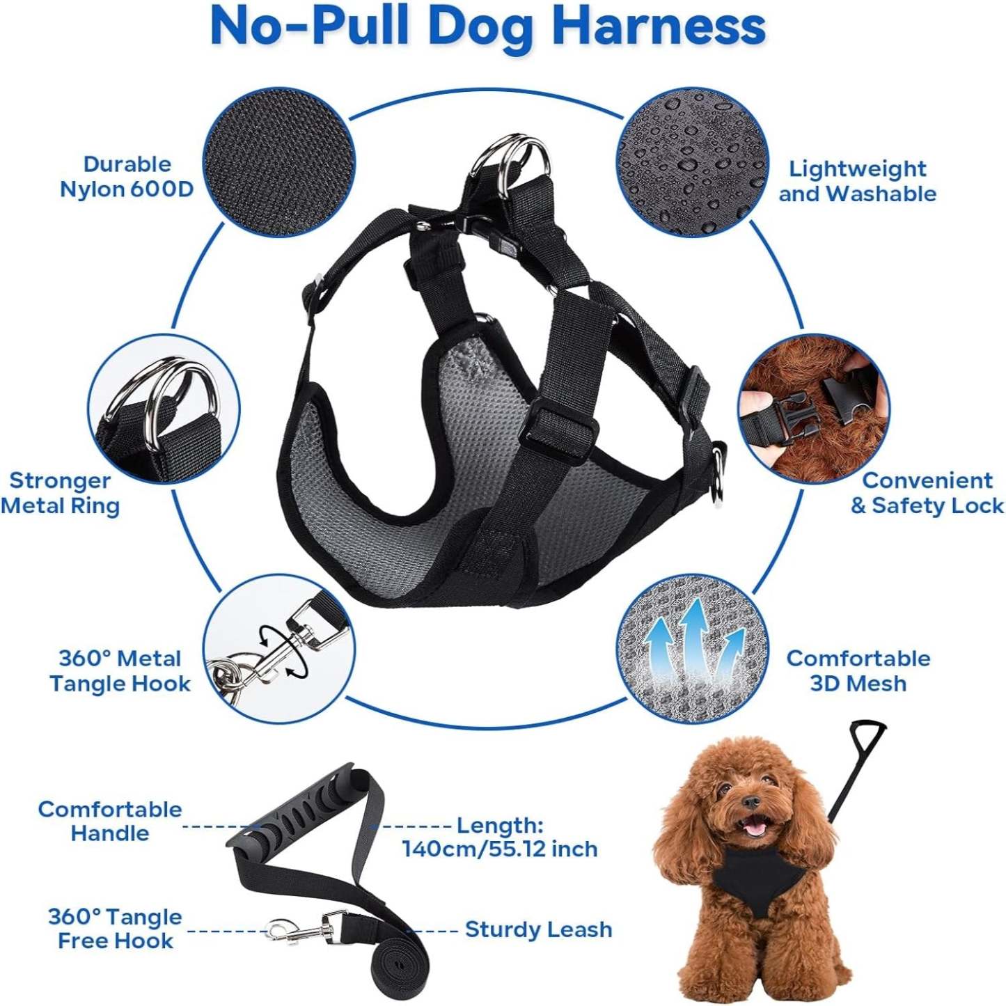 2 In 1 Multifunctional Pet Grooming Hammock And Harness Set-Paw Print Pad